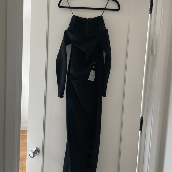 Cult Gaia Capri Maxi Dress Black Off-the-shoulder Cut-out Detachable Long Sleeve - Picture 7 of 14